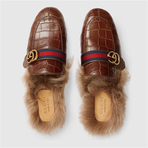 gucci open toe leather slipper|Gucci crocodile slippers.